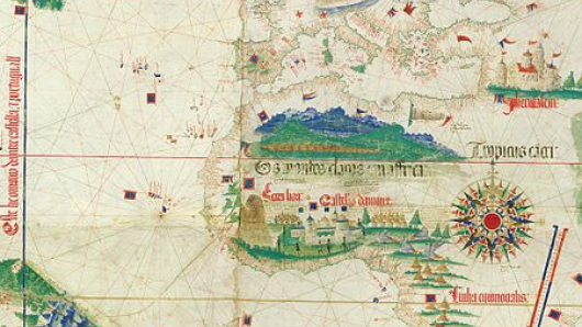 Earliest surviving map showing Portuguese geographic discoveries in the east and west.